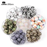 tie die dalmatian confetti silicone bead 200pcs bpa free 9121519mm leopard camo silicone teething hexagon beads toys