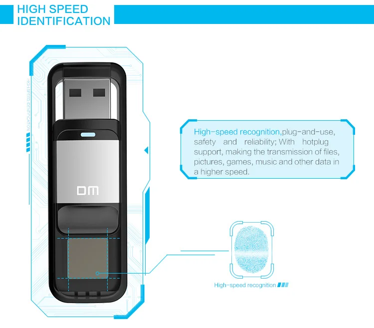 DM PD061 USB флеш-накопитель с 32 Гб, зашифрованный отпечаток пальца, Usb флешка 64 ГБ, usb 2,0, флеш-накопитель, безопасность, 128 ГБ, флешка, диск памяти