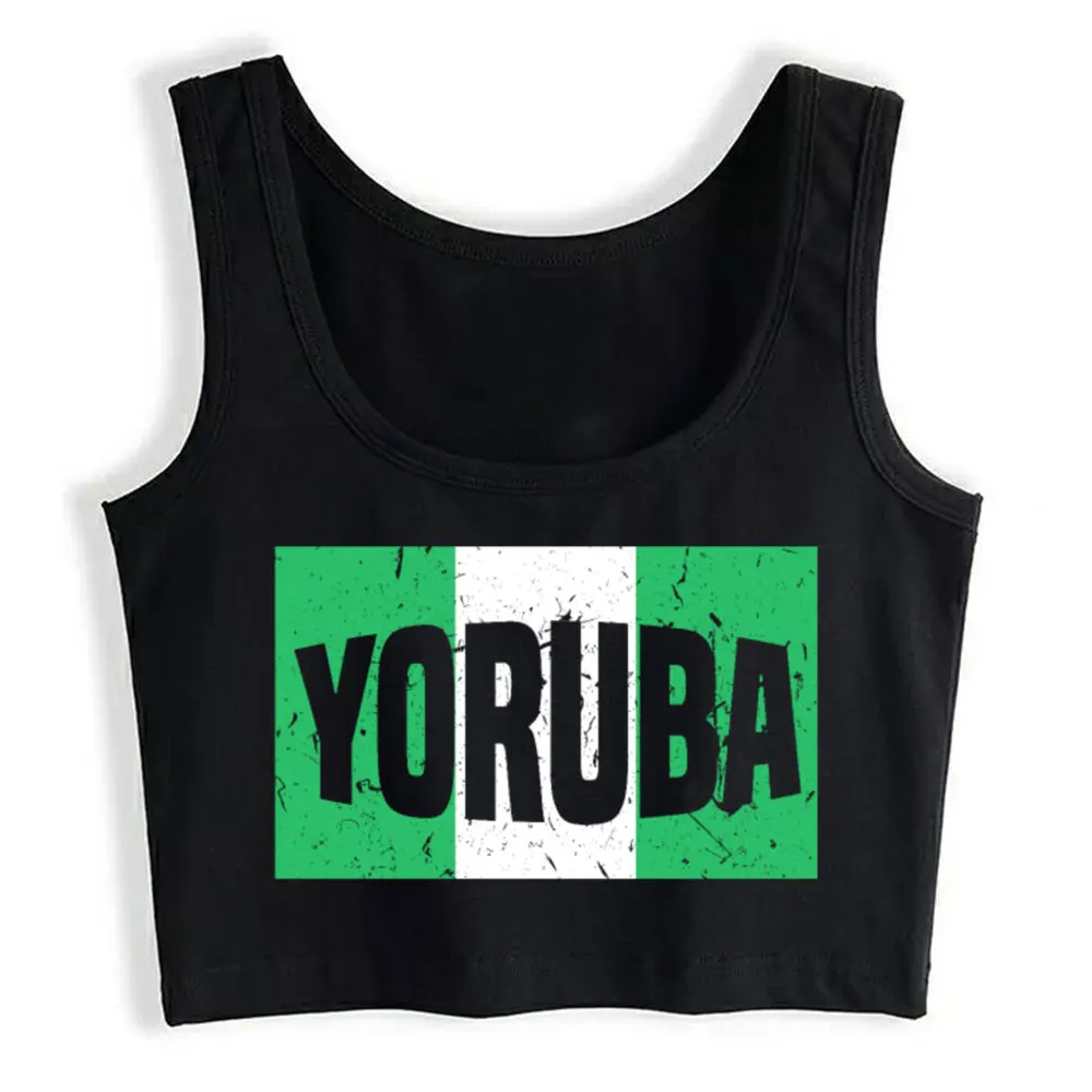 

Crop Top Yoruba Nigeria Flag Yorubaland Pride Heritage West Funny Vintage Cotton Womens Tops blusas mujer de moda 2021 verano