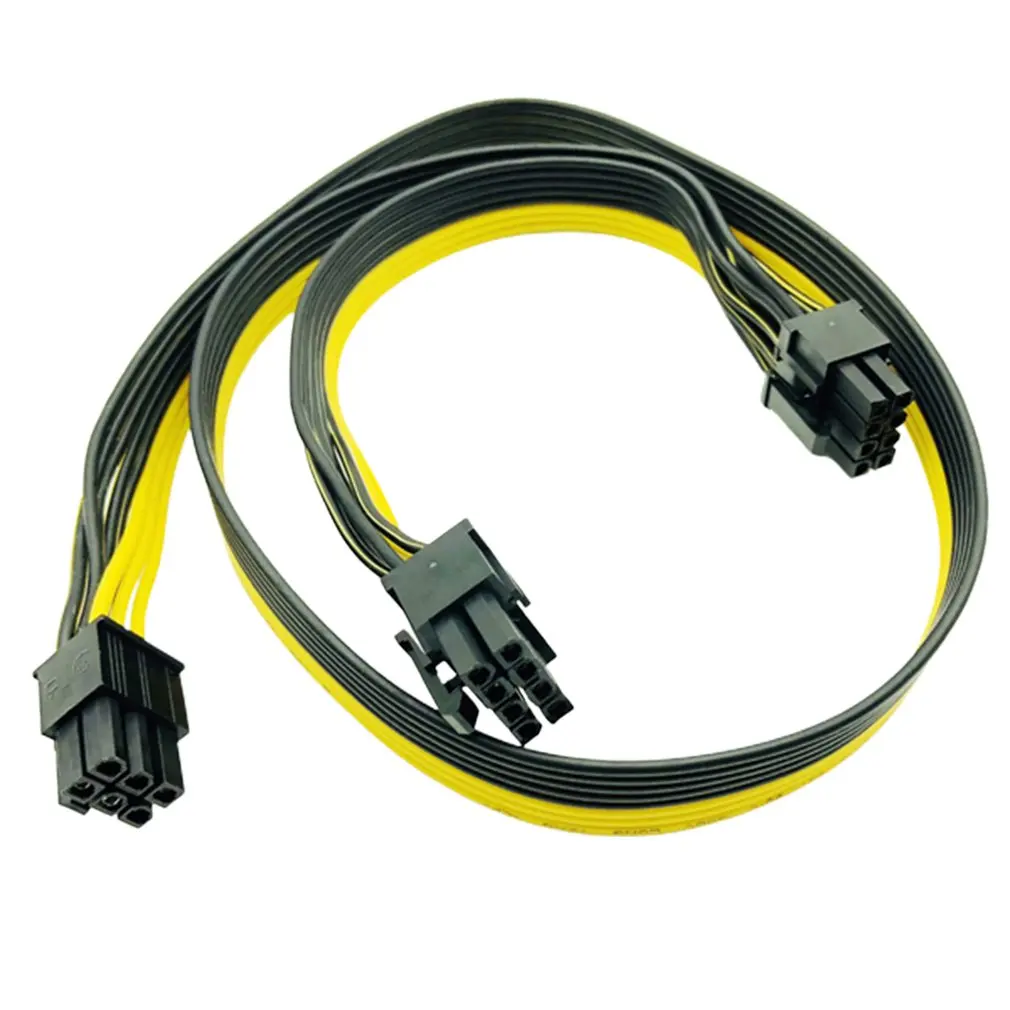 

PCI-e PCI Express 6Pin Male To Dual 8Pin 2 Port Male Adapter GPU Graphics Card PCIe Power Cable 18AWG 60cm + 20cm Wire