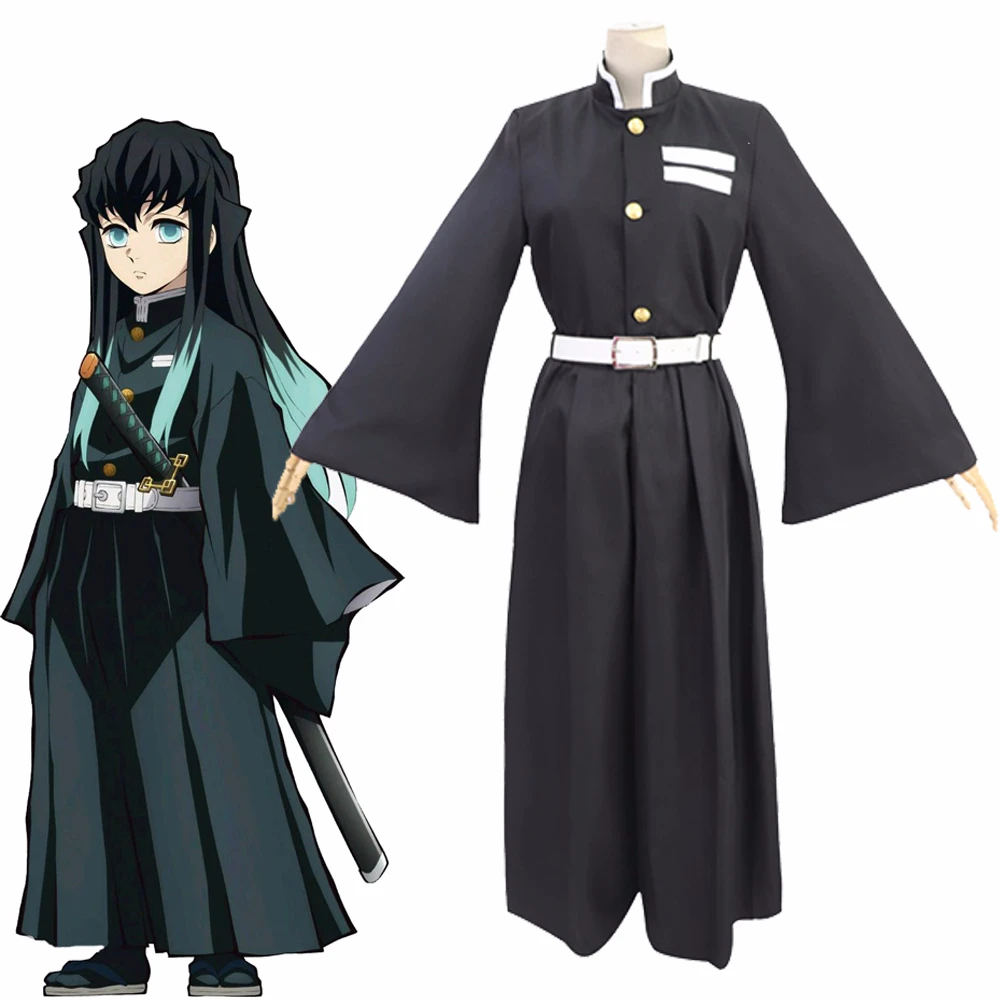 

Demon Slayer Kimetsu no Yaiba Tokitou Muichirou Cosplay Costume Women Full Set Battle Kimono Uniform Halloween Party Costume Wig
