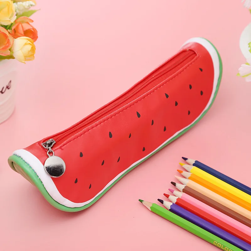Kawaii фрукты стиль PU большой карандаш Чехлы многофункциональный пенал для канцелярских принадлежностей Сумки школьные принадлежности - Цвет: Watermelon