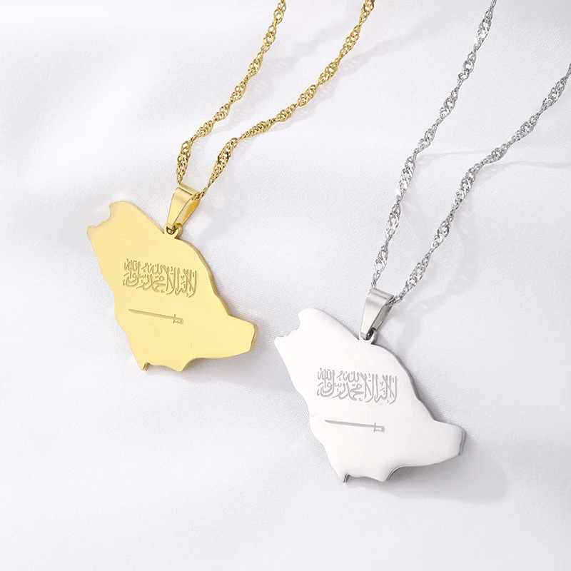 Подвеска из нержавеющей стали с картой Саудовской Аравии