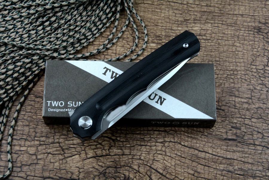 Тактический карманный нож TWOSUN D2 Черная Ручка G10 складной быстрооткрывающийся