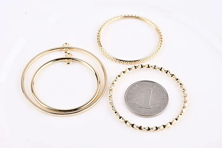 

Korea geometric alloy electroplated double hanging round round DIY earrings accessories material package
