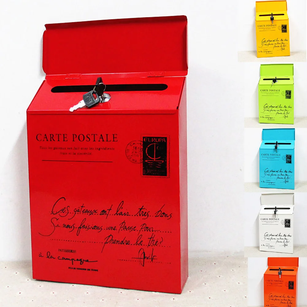 Фото Железный замок коробка с надписью винтажный настенный почтовый ящик для газет J8