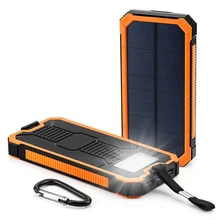 Solar Power Bank 20000mAh For iPhone 11 Xiaomi Powerbank with Camping Lamp Mobile Phone Charger Dual USB Ports External Battery