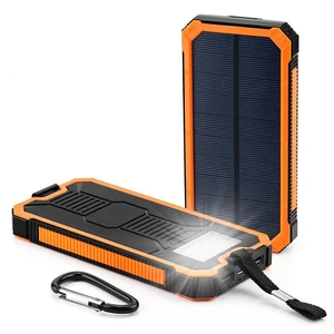 solar power bank 20000mah for iphone 11 xiaomi powerbank with camping lamp mobile phone charger dual usb ports external battery free global shipping