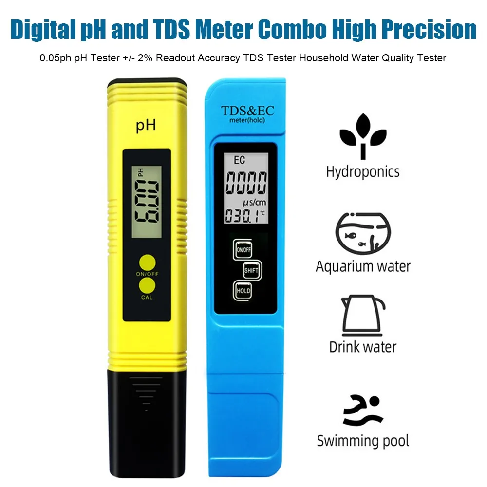 

TDS Meter Digital Water Tester Ph Meter High Precision 0.05ph Measuring Instruments TDS&EC LCD Water Purity PPM Aquarium Filter