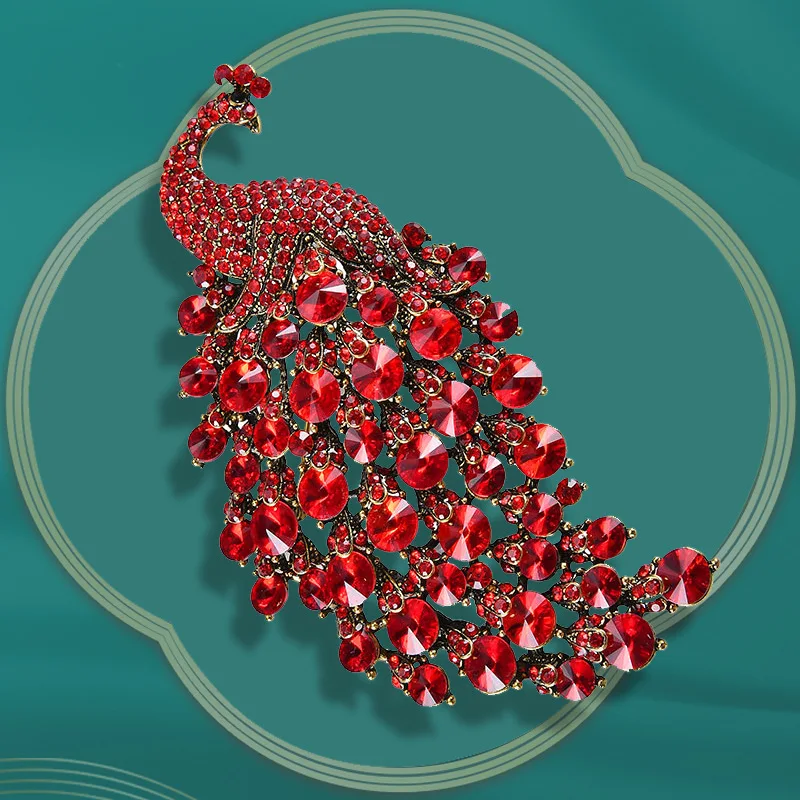 

Vintage crystal big brooch women coat accessories coat phoenix pin animal western accessories