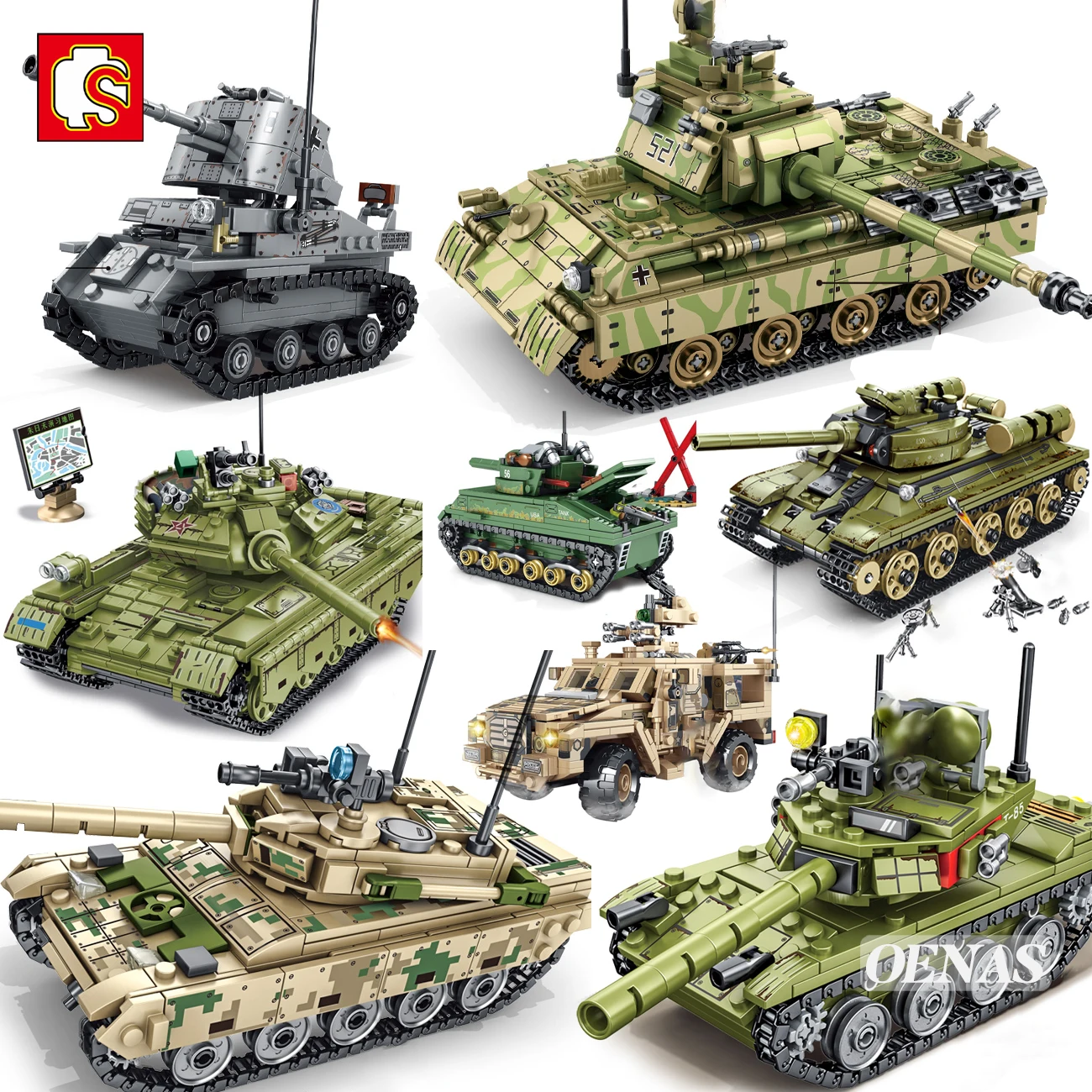 SEMBO Военная Вторая мировая война армейские фигурки VT4 T34 Z9 основной боевой танк