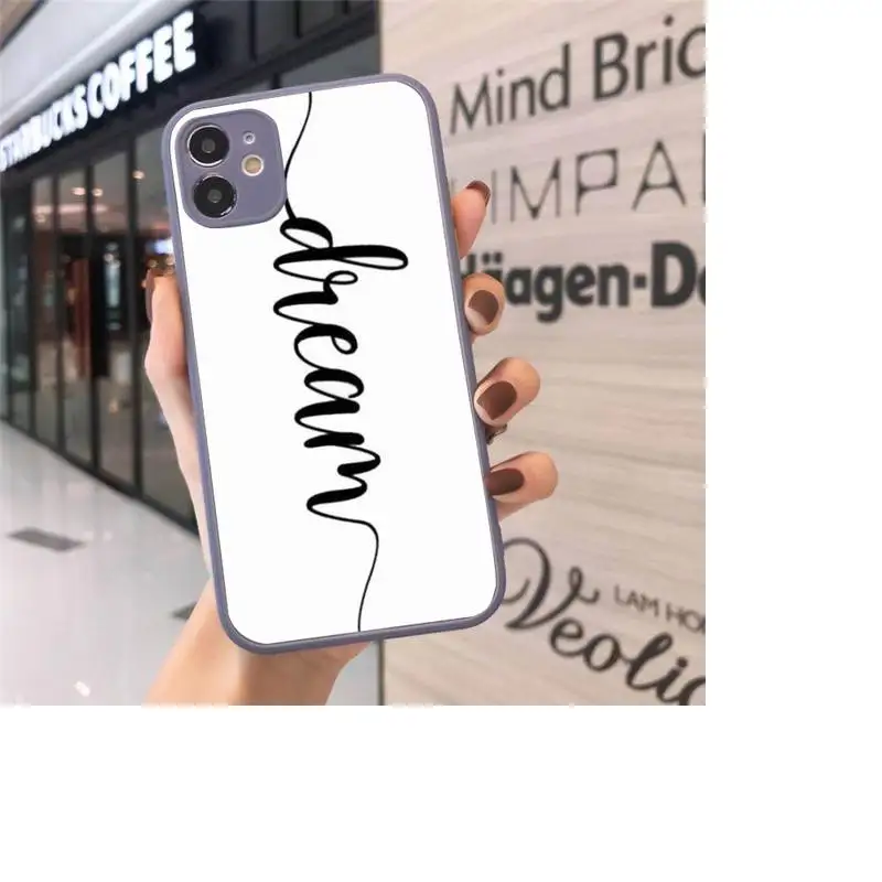 

Love Heart Letter Phone Case Matte Transparent for iPhone 7 8 11 12 s mini pro X XS XR MAX Plus cover funda