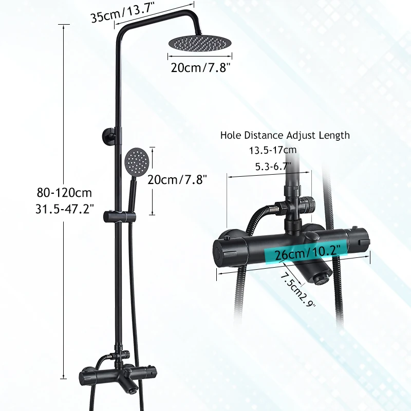 Матовый черный Термостатический смеситель для душа ультратонкая насадка в