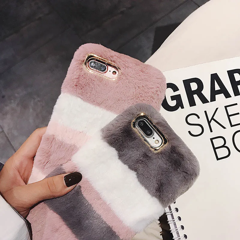 Роскошный теплый пушистый чехол для телефона iPhone 12 11 13 Pro Max X XS MAX XR SE 2020 8 7 6 6S Plus 4 5 5S