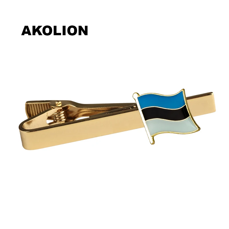 Мужской металлический зажим для галстука с флагом страны Эстонии|Зажимы и