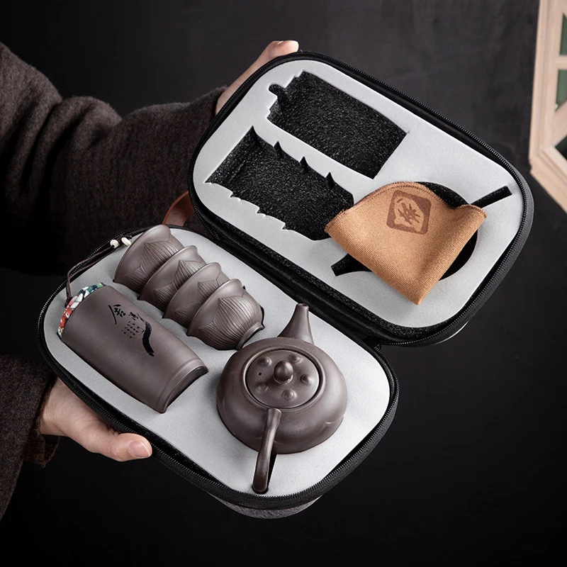 Фиолетовый Глиняный чайный горшок кунг фу 230 мл китайский фарфор Исин Zisha 4 чашки