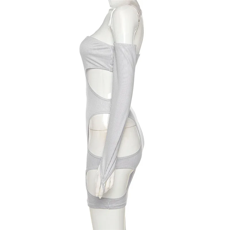 

Europe and the United States 2021 summer women's new design night club sexy hollow slim dress