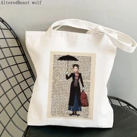women shopper mary poppins framed printed kawaii bag harajuku shopping canvas shopper bag girl handbag tote shoulder lady bag