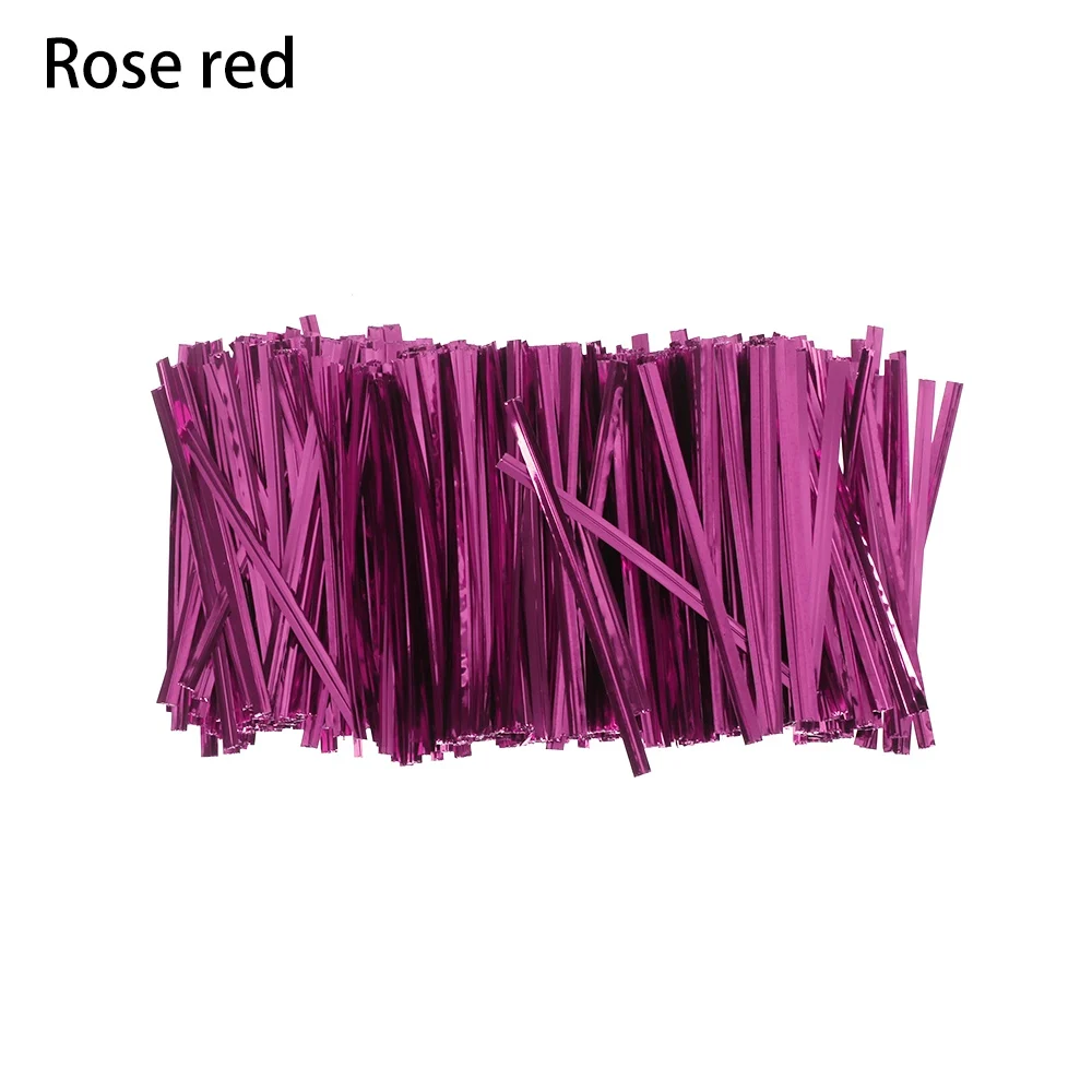 rose red 800 шт./упак. новые металлические перевязки проволока для целлофановый пакет запечатывания Сталь выпечки упаковочная перевязка для торжеств и вечерние поставки - Цвет: rose red