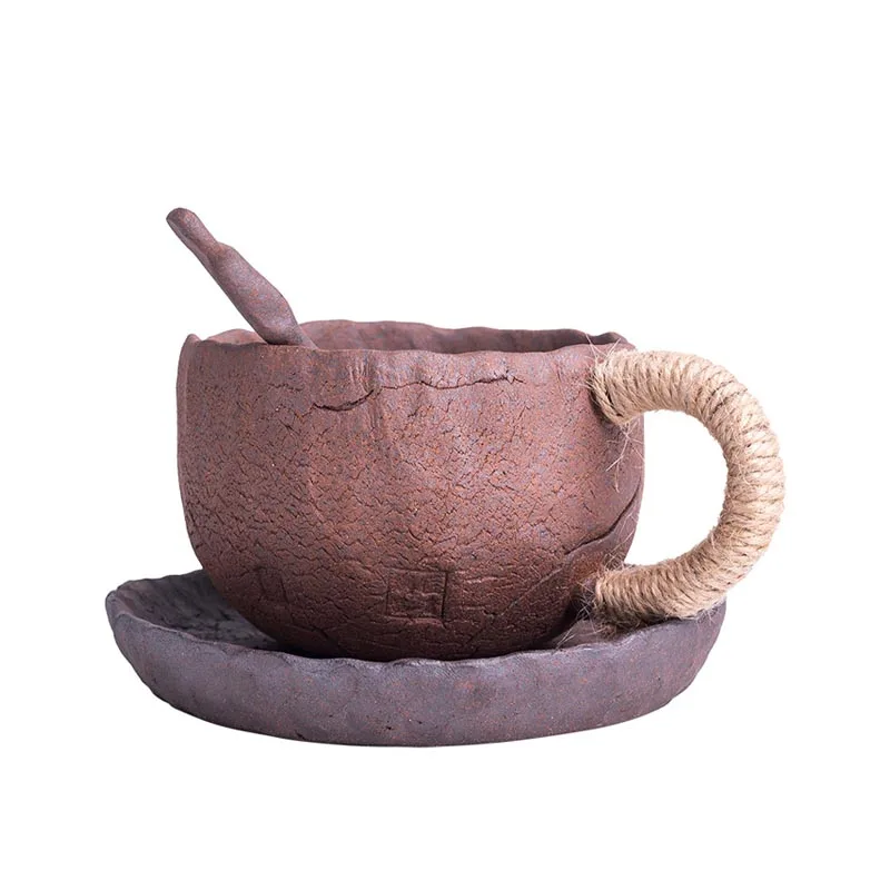 225 мл РУЧНАЯ РАБОТА винтажная керамика кофейная чашка с поддоном и ложкой
