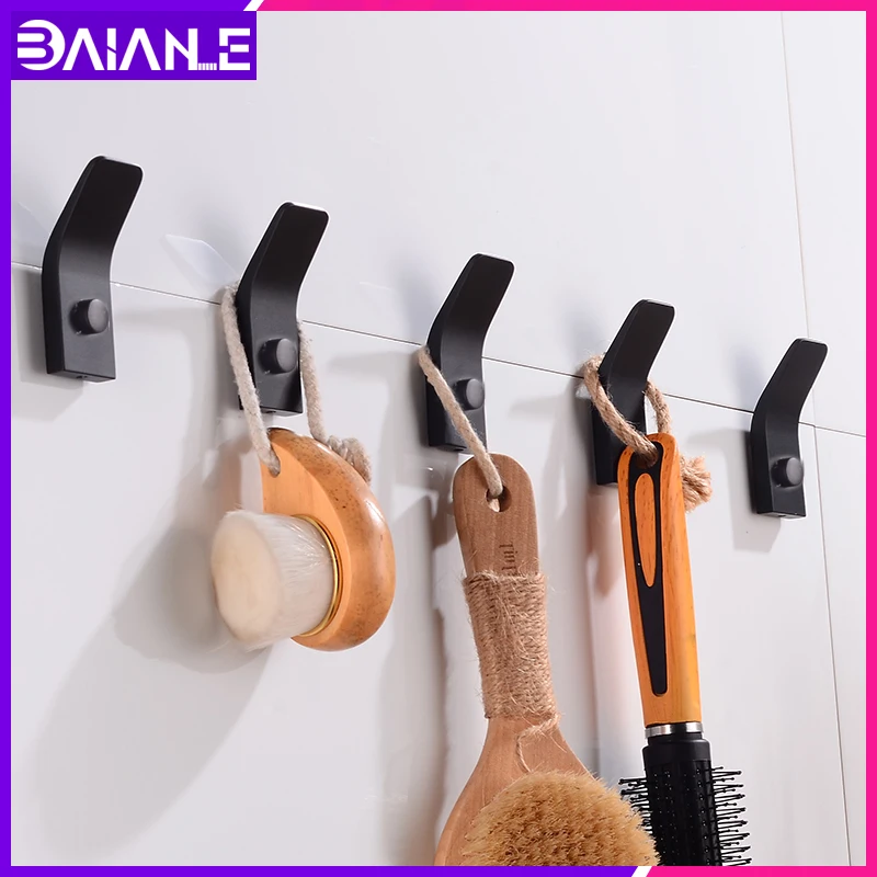 

5Pac Robe Hook Black Bathroom Hooks for Towels Bag Hat Wall Mounted Drcorative Clothes Coat Hook Wall Hanger Bathroom Hardware