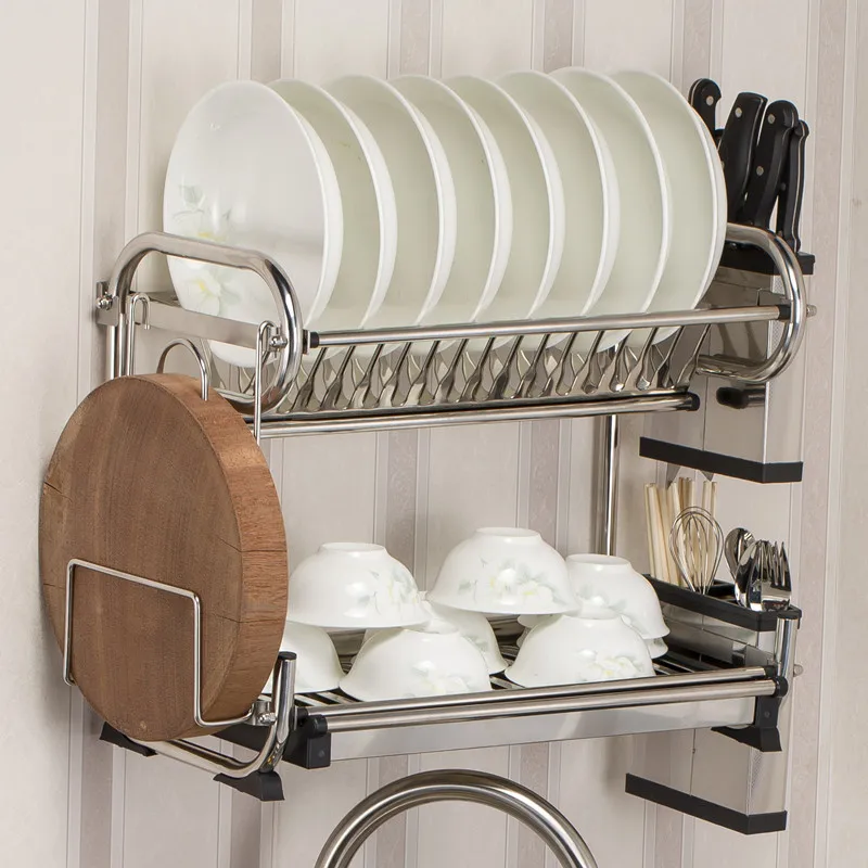 Кухня Нержавеющая сталь полки чаша и металлические кухня сушилка креативная