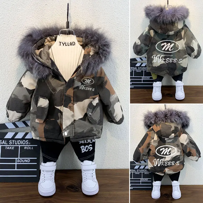 Зимняя теплая пуховая куртка для маленьких мальчиков пальто повседневная