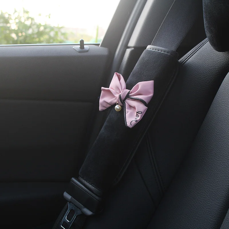 

1pc Cute Bowknot Universal Car Safety Seat Belt Cover Soft Plush Shoulder Pad Car Styling Seatbelts Protective Car Accessories