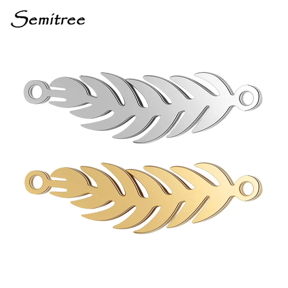 Semitree 5 шт. браслет из нержавеющей стали листья соединители лист ожерелье подвеска