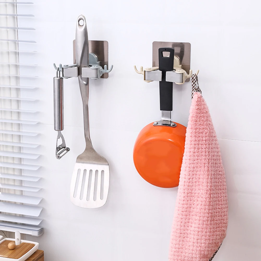 

Multifunctional Mop Broom Holder Wall Mounted Mop Holder Household Adhesive Storage Broom Hanger Mop Hook Racks Kitchen Bathroom