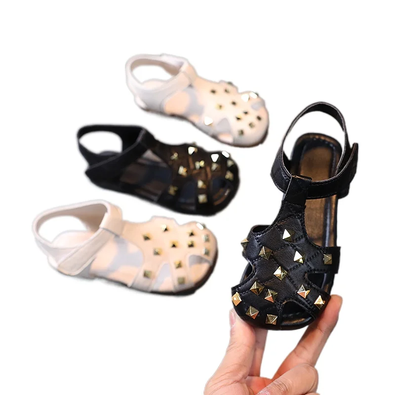 

Summer Girls Sandals Baby Sandals Kids Rome Shoes Children Fashion Shoes Rivet PU Hollow Princess Shoes Size 21-30 girl shoes