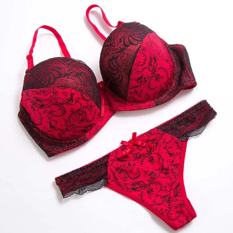

Women Sexy Thong Lace Patchwork Push Up Bra Set Lingerie Women Underwear Sets Adjustable Black White Bra Brief Sets 708617