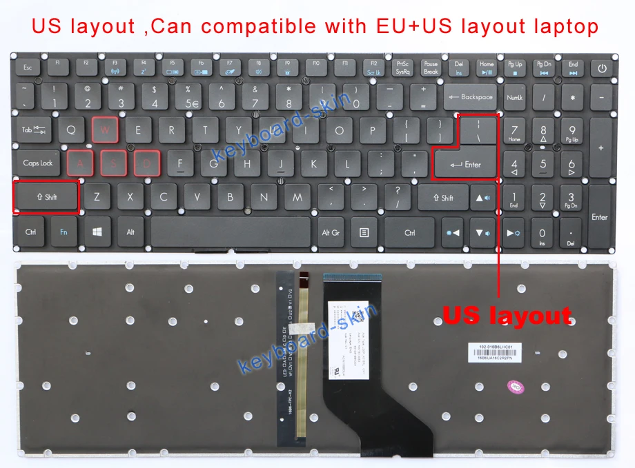 New US Backlit without frame Keyboard for Acer Predator Helios 300 G3-571 G3-572 G3-572-72YF laptop