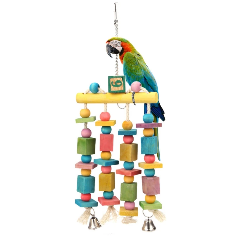 

Bird Chewing Toy Parrot Toys Macaw Hanging Acrylic with Bells Bites Chew On Cages Cockatoo Stand Rack Swing Bird Accessories