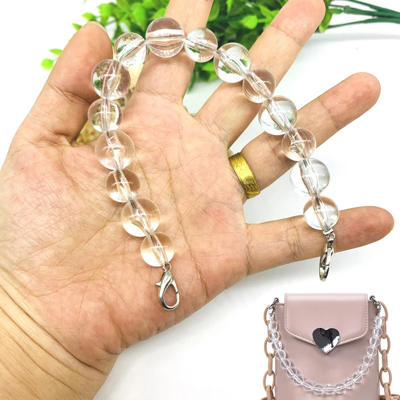 

New material high translucent acrylic transparent bead series bag chain bead chain jewelry women bag shoulder strap bag chain