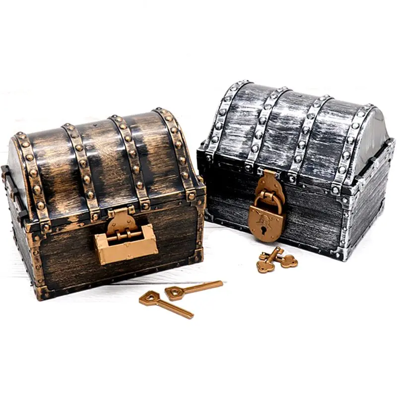 

Pirate Treasure Chest Pirate Box With 2 Locks Party Favors Kids Toy Boy Gift