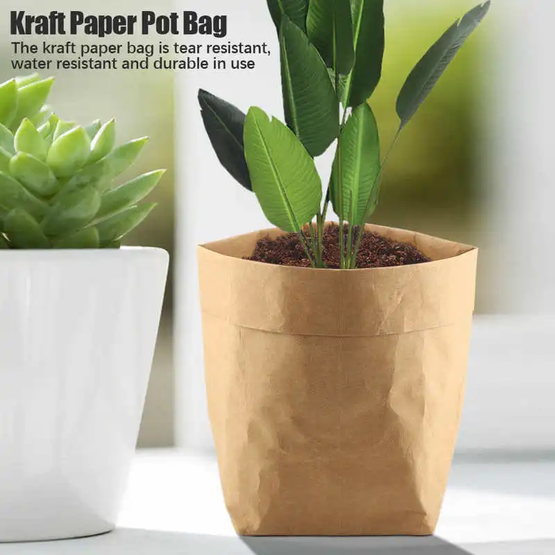 Завод крафт Бумага сумка цветочного горшка крышка контейнера многоразовые
