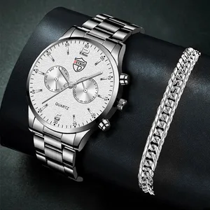 Brand Mens Sports Watches Luxury Men Stainless Steel Quartz Wristwatch Calendar Luminous Analog Cloc