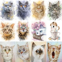 gatyztory cute cat diy paint by numbers for adults kids handpainted oil painting animal picture home wall decor gift