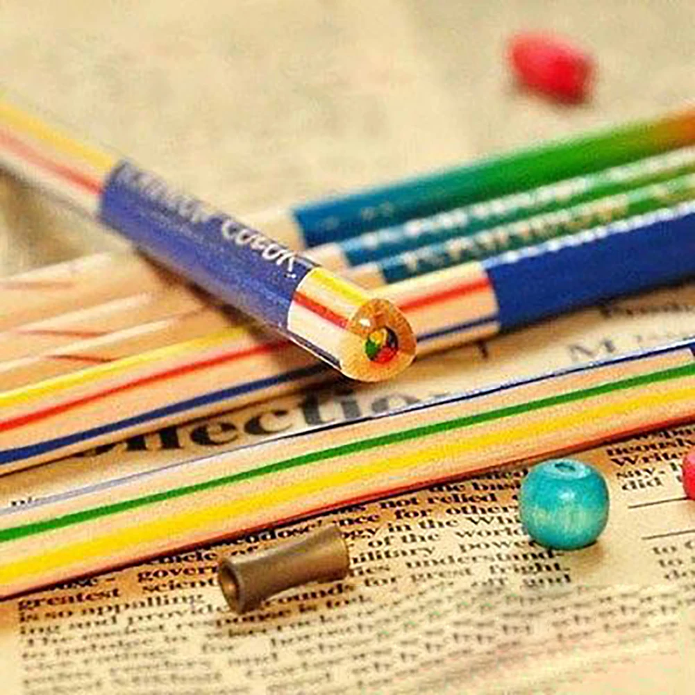 

10Pcs Durable Rainbow Color Pencil 4 in 1 Colored Drawing Painting Accessory Set