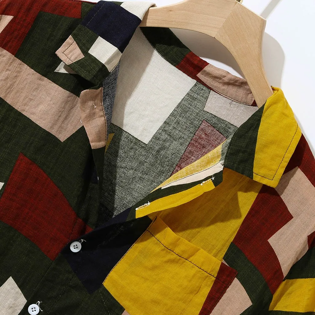 Винтажные рубашки мужские платья гавайская рубашка на пуговицах отложной