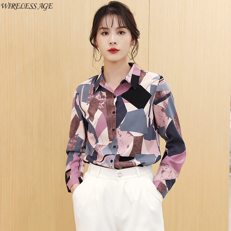 

WIRELESS AGE Long Sleeve Shirt Retro Chiffon lapel Long Sleeve Top 2021 Summer New Korean Style Women's Chic Fashion Daily Wild