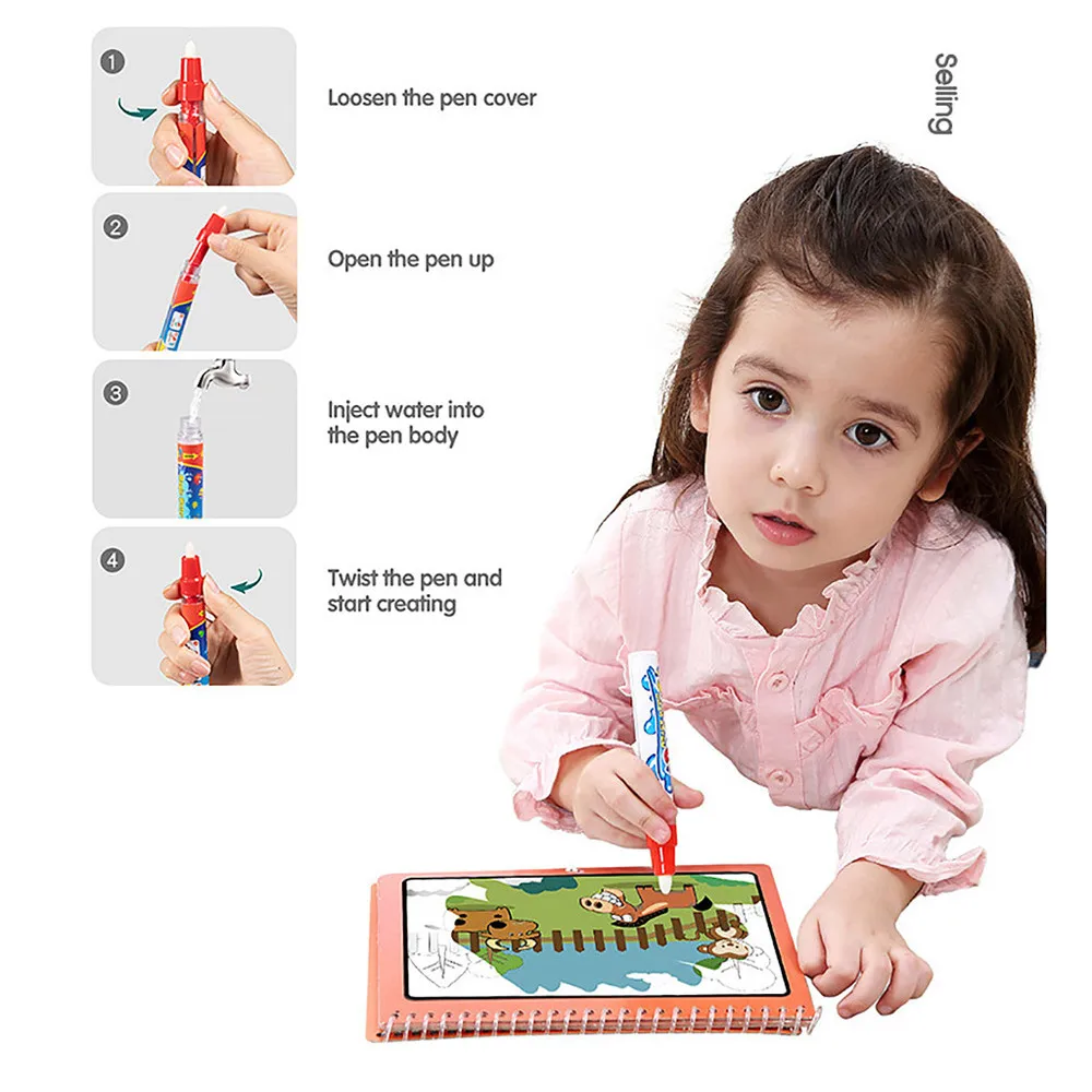 Волшебная водная книга для рисования Детская развивающая водой Магические