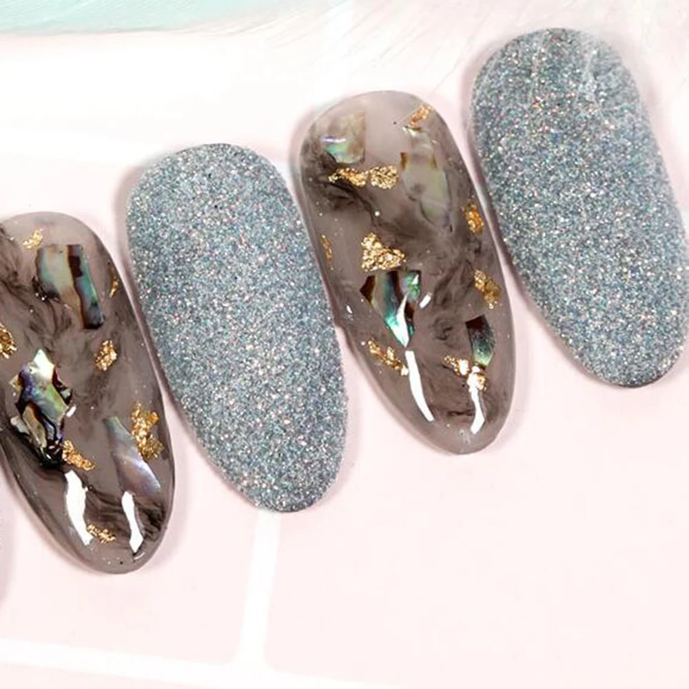 1 коробка Блестящий Порошок для ногтей Блестки Белый Черный лак сахар 3D блестящие