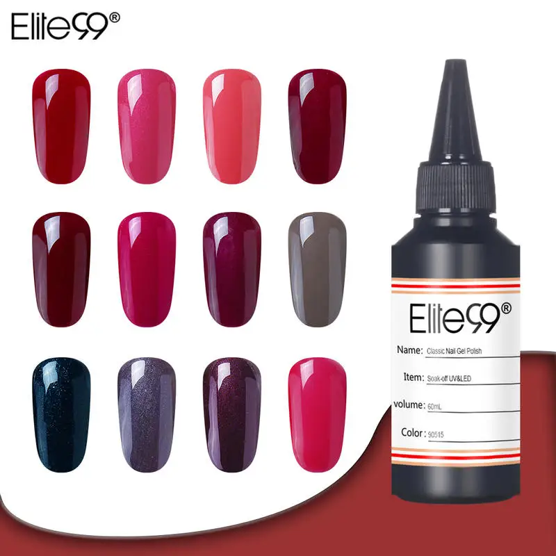 

Elite99 Shimmer Shiny Color Gel Nail Polish Soak Off UV LED Nail Varnish Primer Gel Polish Beauty Salon Manicure 60ML