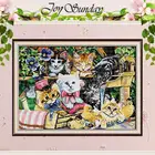 Семейная картина с котом, счетный 11CT 14CT, наборы крестиков, животные, сделай сам, китайские наборы крестиков, вышивка, рукоделие, домашний декор