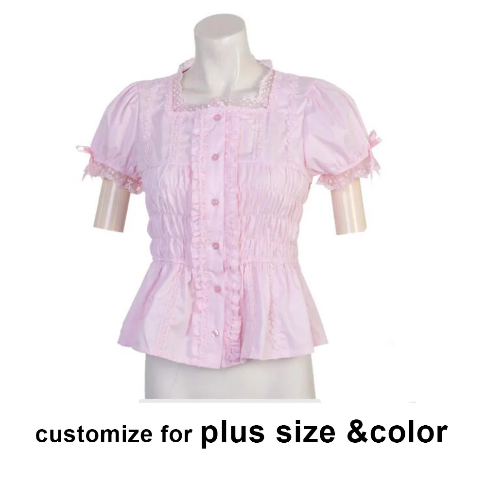 Белая хлопковая рубашка в стиле &quotЛолита&quot с кружевами и новым рисунком