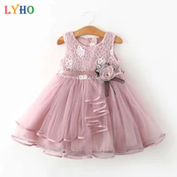 lace little princess dresses summer solid sleeveless tulle tutu dresses for girls 2 6 years clothes party pageant vestidos
