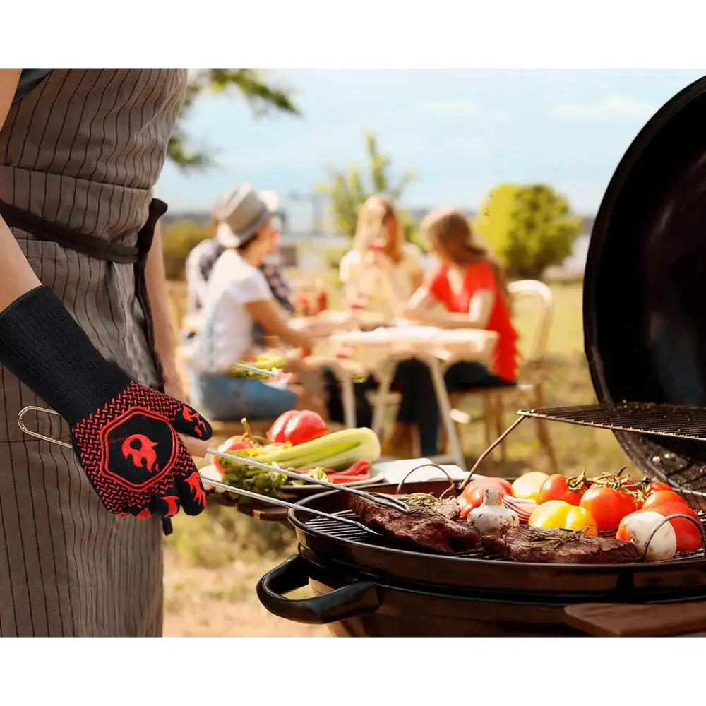 

Barbecue anti-scald gloves Heat Glove Resistant BBQ Oven Gloves Kitchen Fireproof Gloves Anti-slip Gloves for Baking Cooking