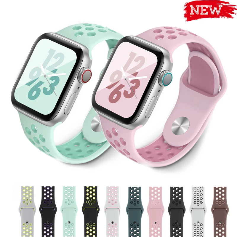 Спортивный ремешок для часов для apple watch, ремешок 42 мм, 38 мм, Версия 44 мм 40 мм, ремешок для наручных часов iwatch, ремешок series 5/4/3/2/1 силиконовый браслет аксессуары